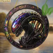 Alien Suncatcher - 8" Round Acrylic Decor. Whimsical Spring/summer Wall Art For Window, Porch Or As A Housewarming Gift._voghion.com