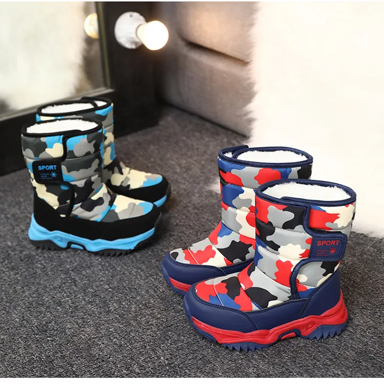 Winter Kids Plush Waterproof Fabric Non-Slip Girls Boys Rubber Sole Toddler Snow Fashion Warm Cutefeet Children Outdoor_voghion.com