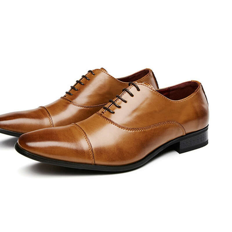 business Leather Men's Lace-up Non-commissioned Officers Wedding Three-layer Oxford Shoes British Style_voghion.com