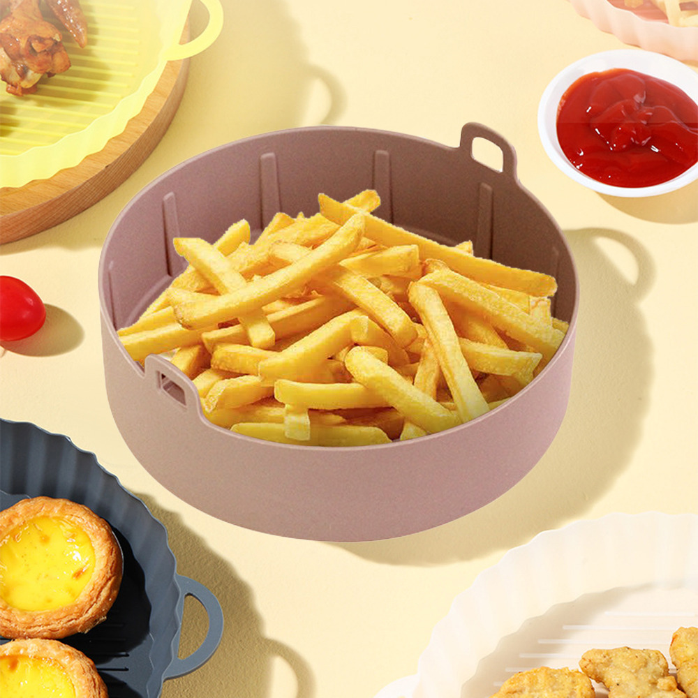Silikon Airfryer Topf BBQ Grill Pad Platte Airfryer Ofen Backblech Wiederverwendbare Silikonform Airfryer Korb Küchenzubehör_voghion.com