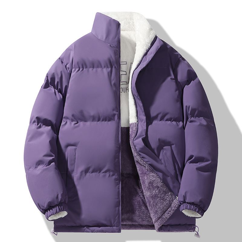 ​​Reversible Fleece-Lined Puffer Jacket – Unisex Stand Collar Coat (Black/Matcha/Khaki/Pink/Purple, XS-4XL)​​