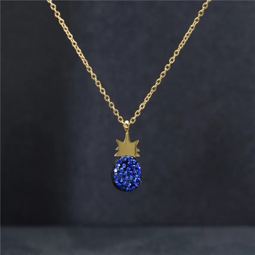 Collane con ciondolo in acciaio inossidabile con catena in oro CZ Collana con farfalla blu per donna Bijoux Femme_voghion.com