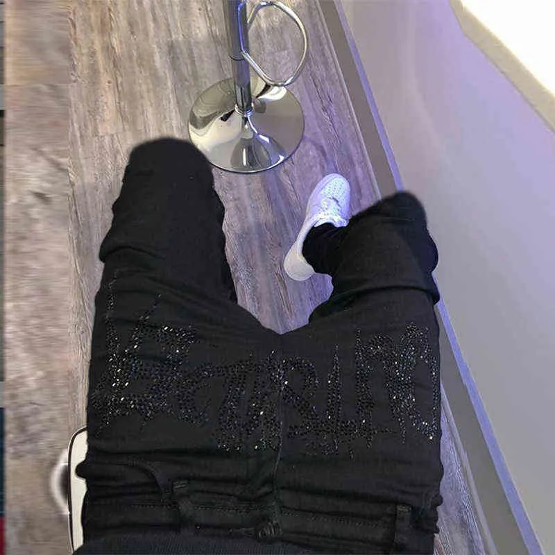 Nouveau jean noir pour homme, jogging rétro, taille haute, design skinny, troué, chaud, drilg, extensible, petits pieds, pantalon en denim délavé_voghion.com