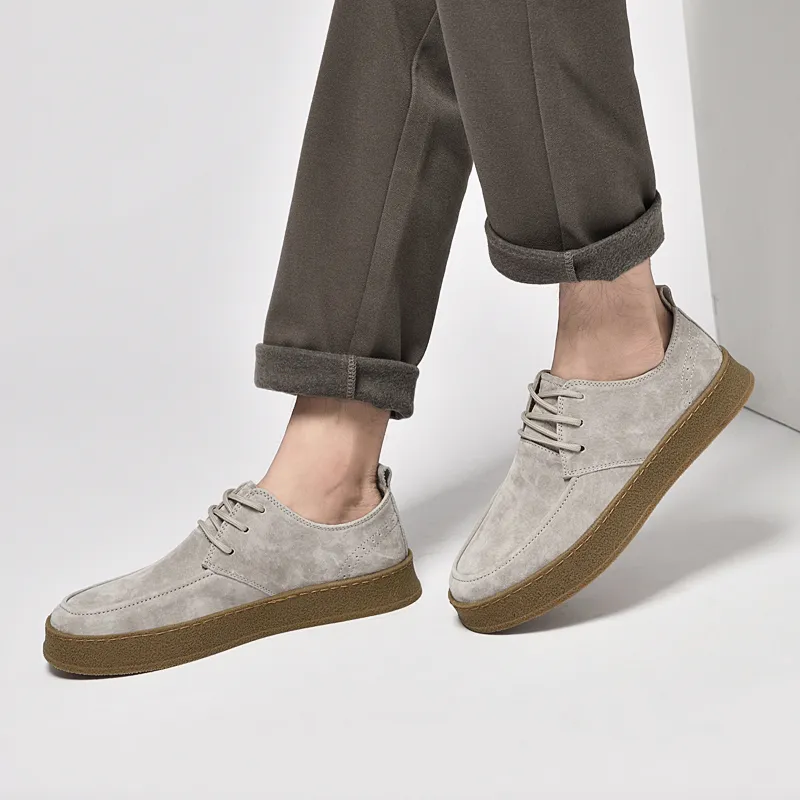 Fashion Vintage Leather Casual British Handmade Toog High Top Round Toe Lace-Up Skate Men Flat  Shoes_voghion.com