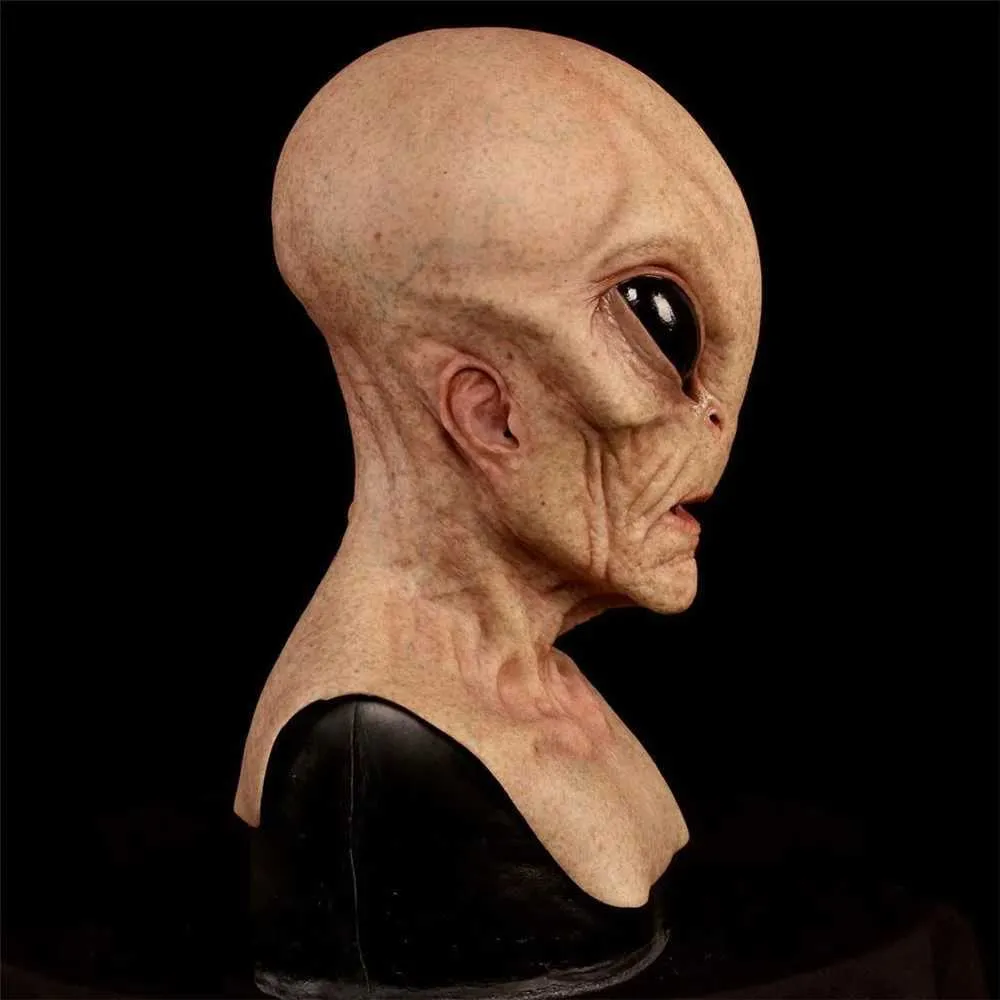 Masque d'Halloween en latex avec grands yeux horribles, OVNI, visage complet, effrayant, horreur, tête d'alien, masques pour adultes, accessoires de fête de monstre, cosplay_voghion.com