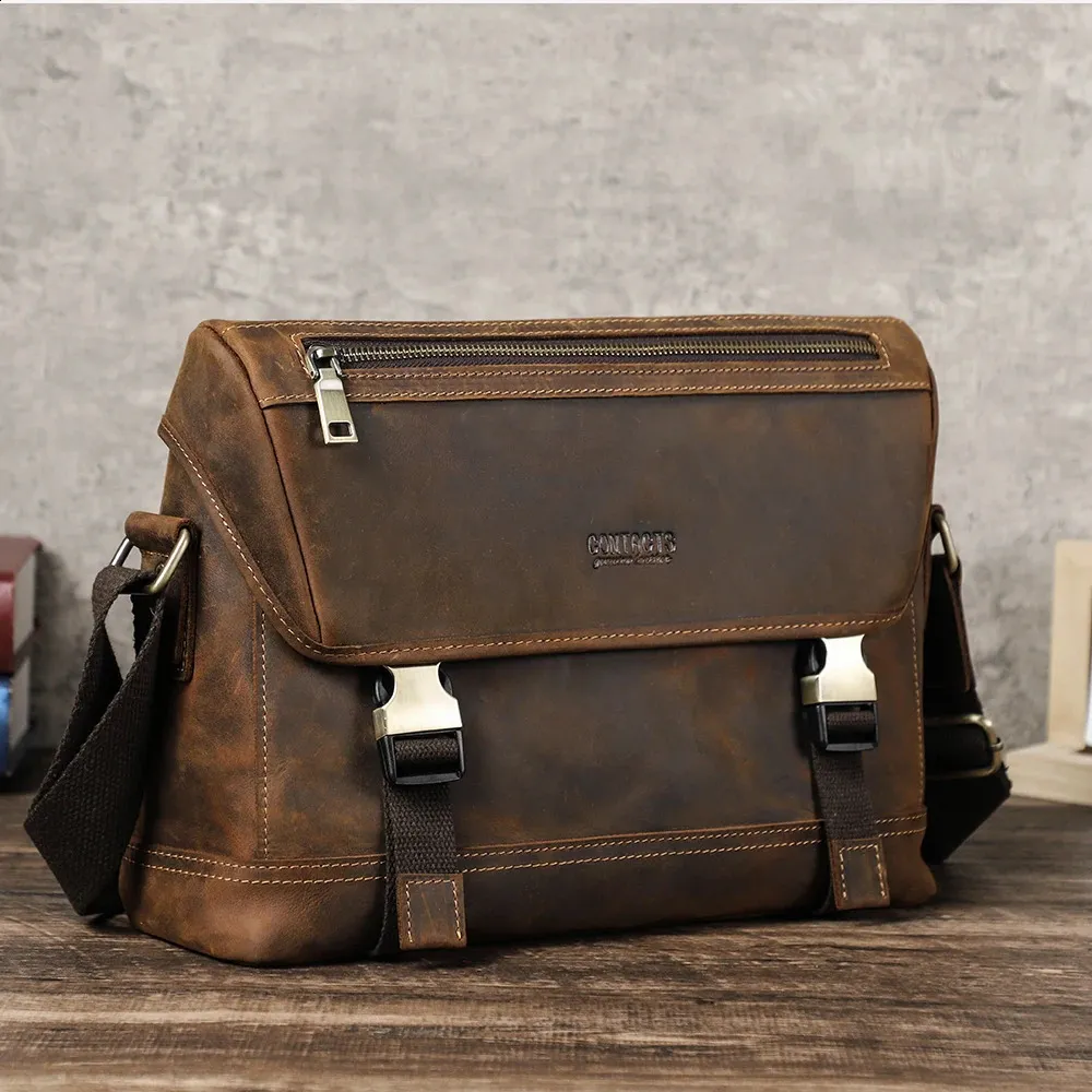 Echtes Leder Klappe Schulter Messenger Bag für Männer Cross Body kleine Aktentasche männliche Büro Dokument für iPad Pro 13 12,9_voghion.com