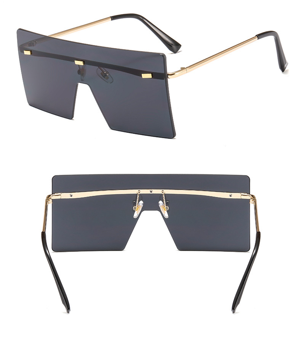 Oversized Rimless Sunglasses For Women Gradient Metal Uv400 Shades_voghion.com