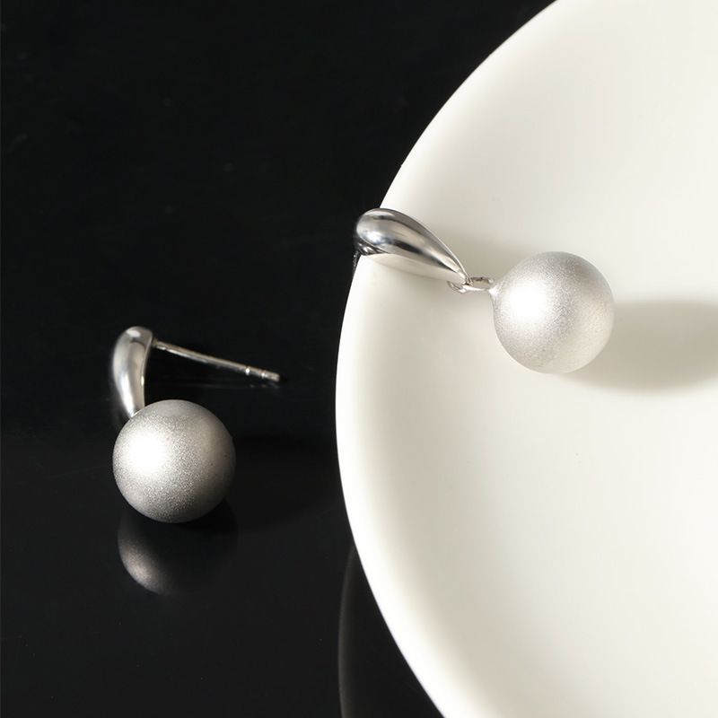 Orecchini a sfera in argento Sterling con trafilatura a filo, stile Joker minimalista, retrò, eleganti, per autunno e inverno, da donna, di alta gamma._voghion.com