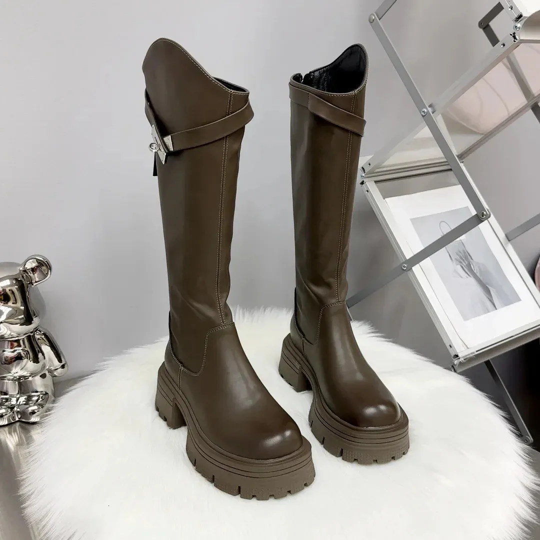 Cizme damă cu platformă până la genunchi, toamnă și iarnă, din piele, din denim, pantofi casual la modă pentru femei, 241024_voghion.com