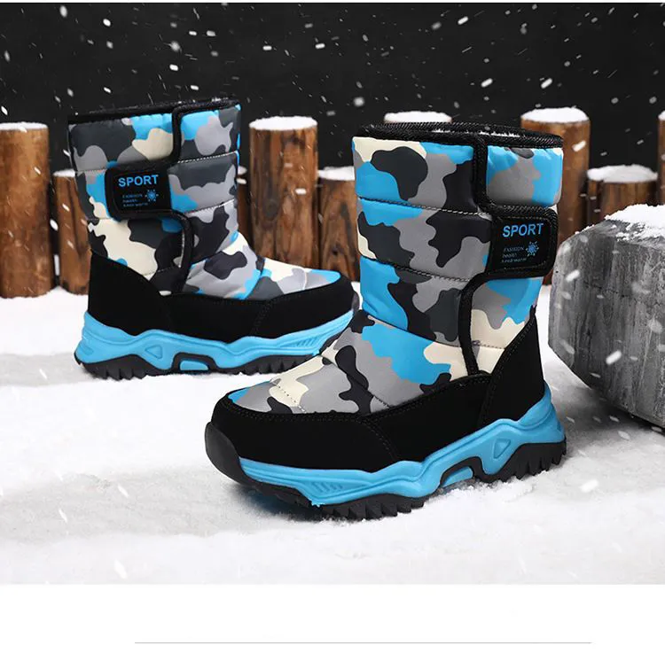 Winter Kids Plush Waterproof Fabric Non-Slip Girls Boys Rubber Sole Toddler Snow Fashion Warm Cutefeet Children Outdoor_voghion.com