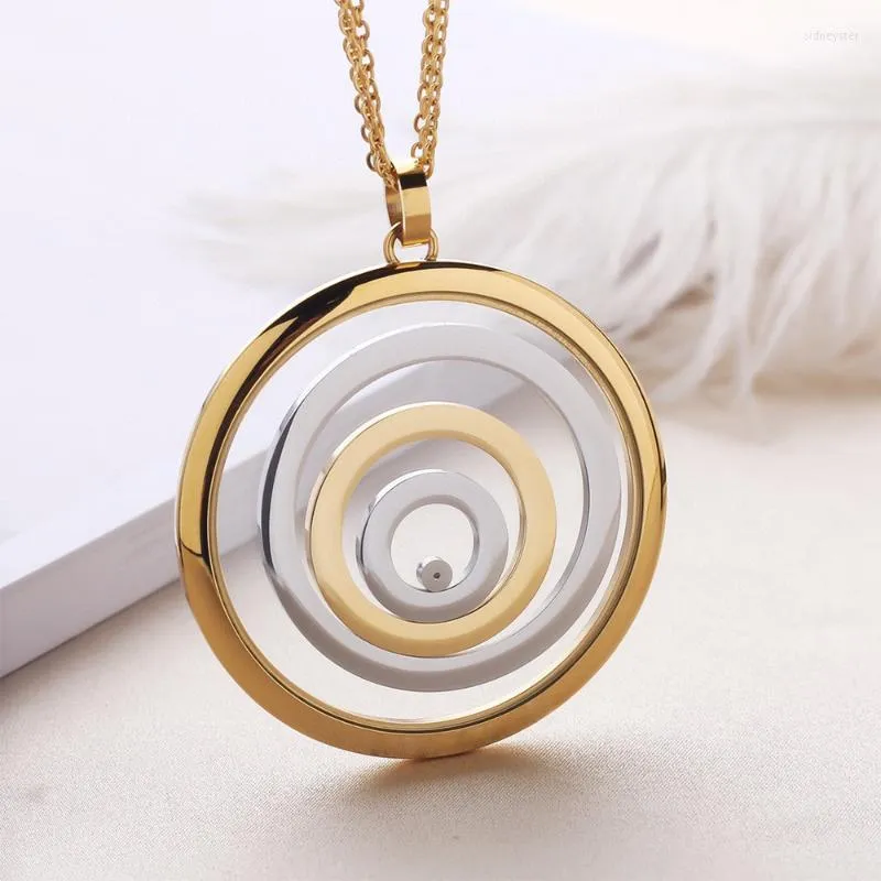 Anhänger Halsketten Klassischer Europa-Schmuck Lang Für Frauen 3 Größe Glas Beweglicher Stein Charms Jahrestag_voghion.com