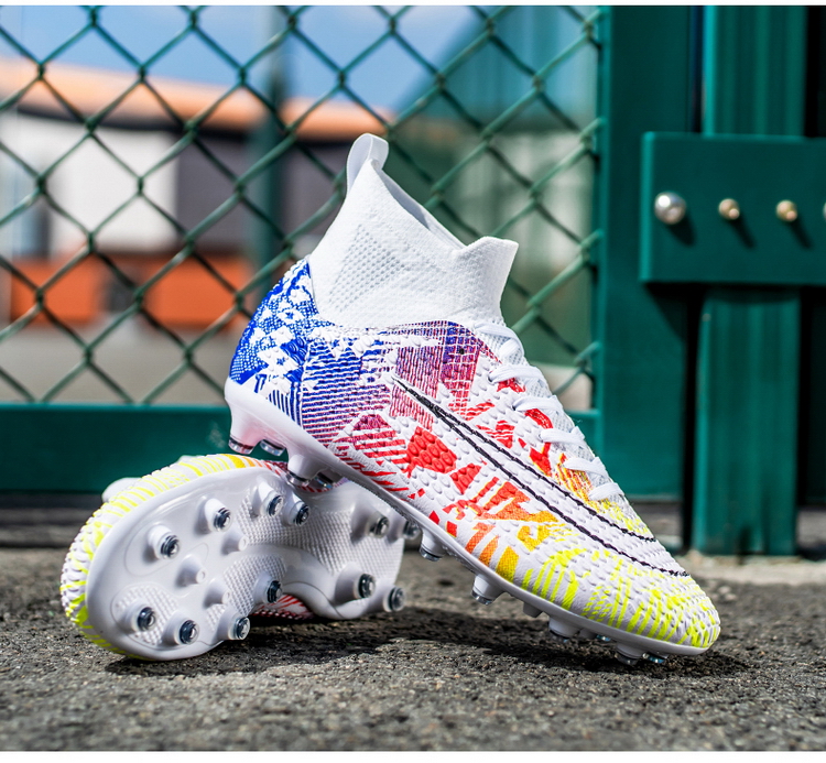 Cleats Men Soccer Shoes Football Boots Grass Training Match Sneakers Ultralight Non-Slip Long Spikes Unisex_voghion.com