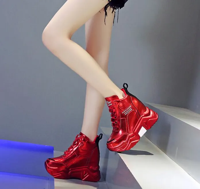 Freizeitschuhe Qualität Chunky Platform Outdoor Sneakers Frauen Winter Warm Super High Heels Frau Höhe erhöhen Stiefel_voghion.com