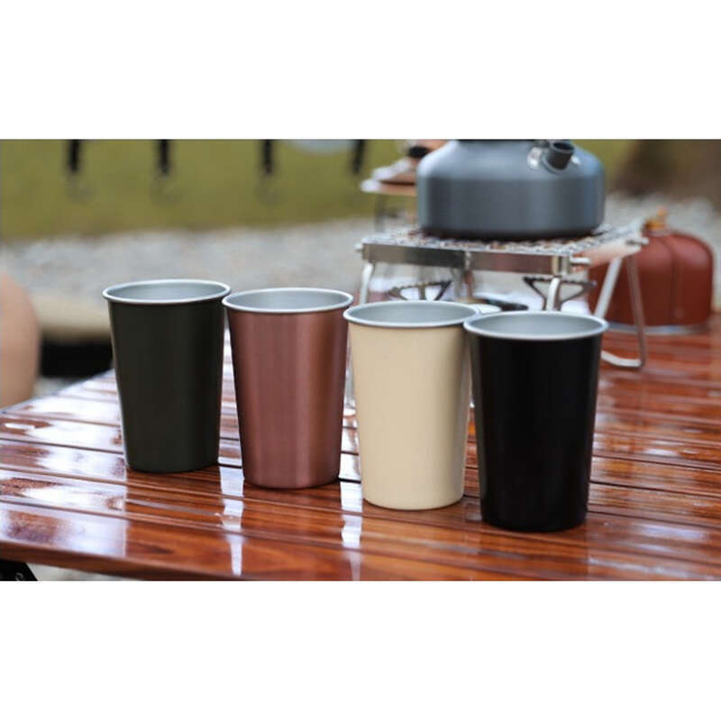 Outdoor Stainless Steel Small Coffee Camping Tea Water Cup Portable 350ML Wide Mouth Stackable_voghion.com