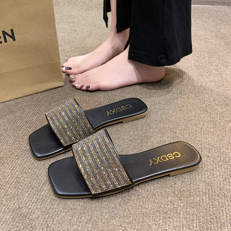 Pantoufles décontractées à bout ouvert et à tête carrée pour femmes, nouvelle collection été 2023_voghion.com