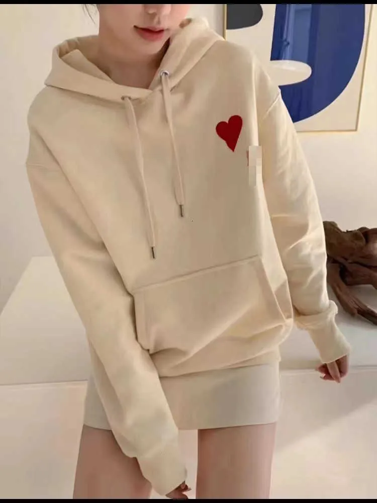 Herr- och damdesigner Amis Hoodie tracuit Tröja Broderad A-ord Röd Kärlek Tunn Rund Halsad Pullover Par P_voghion.com