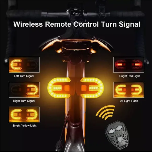 Fanale posteriore a LED per bicicletta con telecomando, 5 modalità, USB, impermeabile IPX5._voghion.com