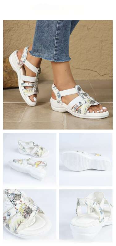 2025 Summer Versatile New Women's Sandals With Colorful Printed Metal Buckles On The Upper, Non-slip And Wear-resistant_voghion.com