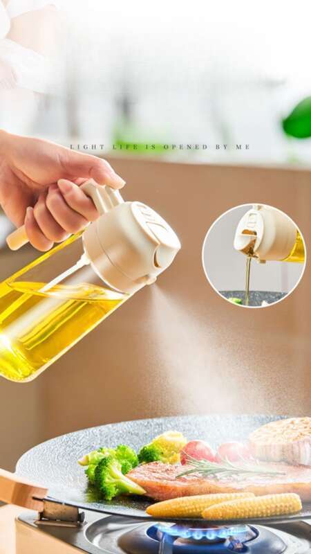 Oil Can Kitchen Household Glass Pouring Dual-use Air Fryer Spray Bottle Automatic Opening And Closing Oil Pot_voghion.com