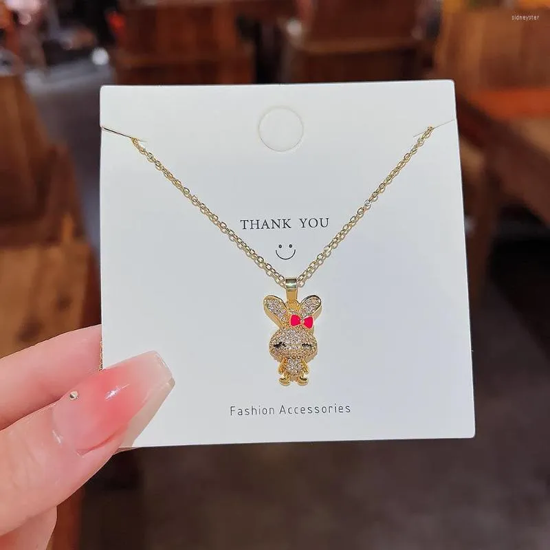 Collares colgantes, collar con dijes micro pavimentados, joyería de acero inoxidable para mujer, exquisita gargantilla de circonita roja, regalos de cumpleaños_voghion.com