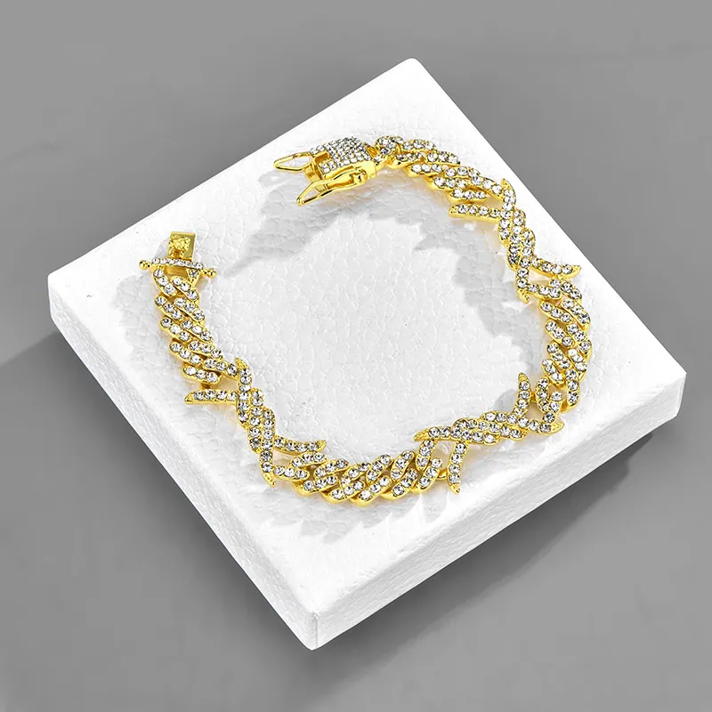 Thorns flames diamonds chains cross-border hip-hop trendy mens Cuban Chain_voghion.com