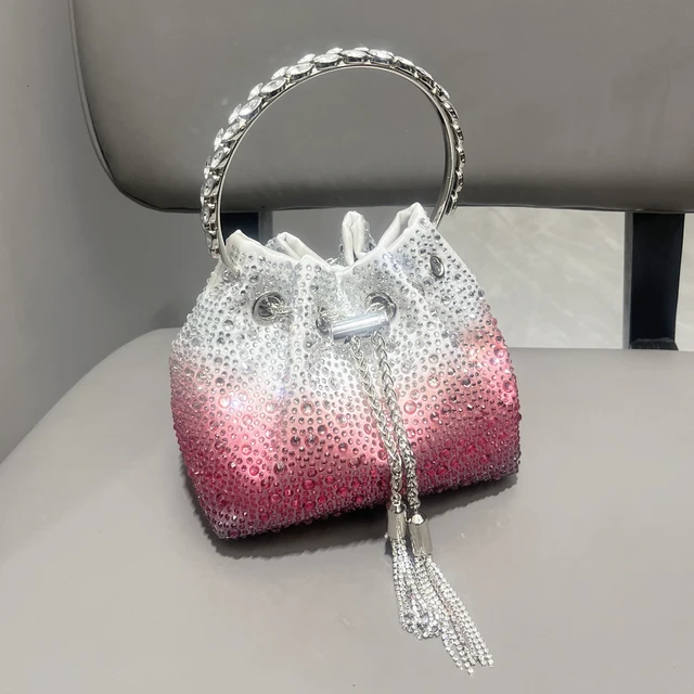 Women's Bags Handle Rhinestones Evening Clutch Bag Purses And Handbag Luxury Designer Shoulder Bag Shiny Crystal Clutch Purse Bucket Bag_voghion.com