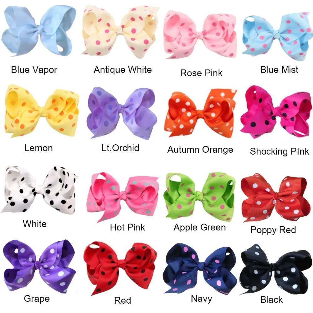 16 pz 6 '' Grandi Grandi Accessori Polka Dot Boutique Ragazze Nastro Del Grosgrain Archi Per Capelli Clip Per I Più Piccoli_voghion.com