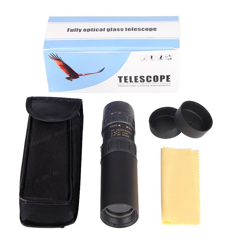 Professionelles Vogelbeobachtungs-Teleskop für Erwachsene, 10–300 x 40, mit variablem Zoom, tragbares Reise-Stretch-Monokular_voghion.com
