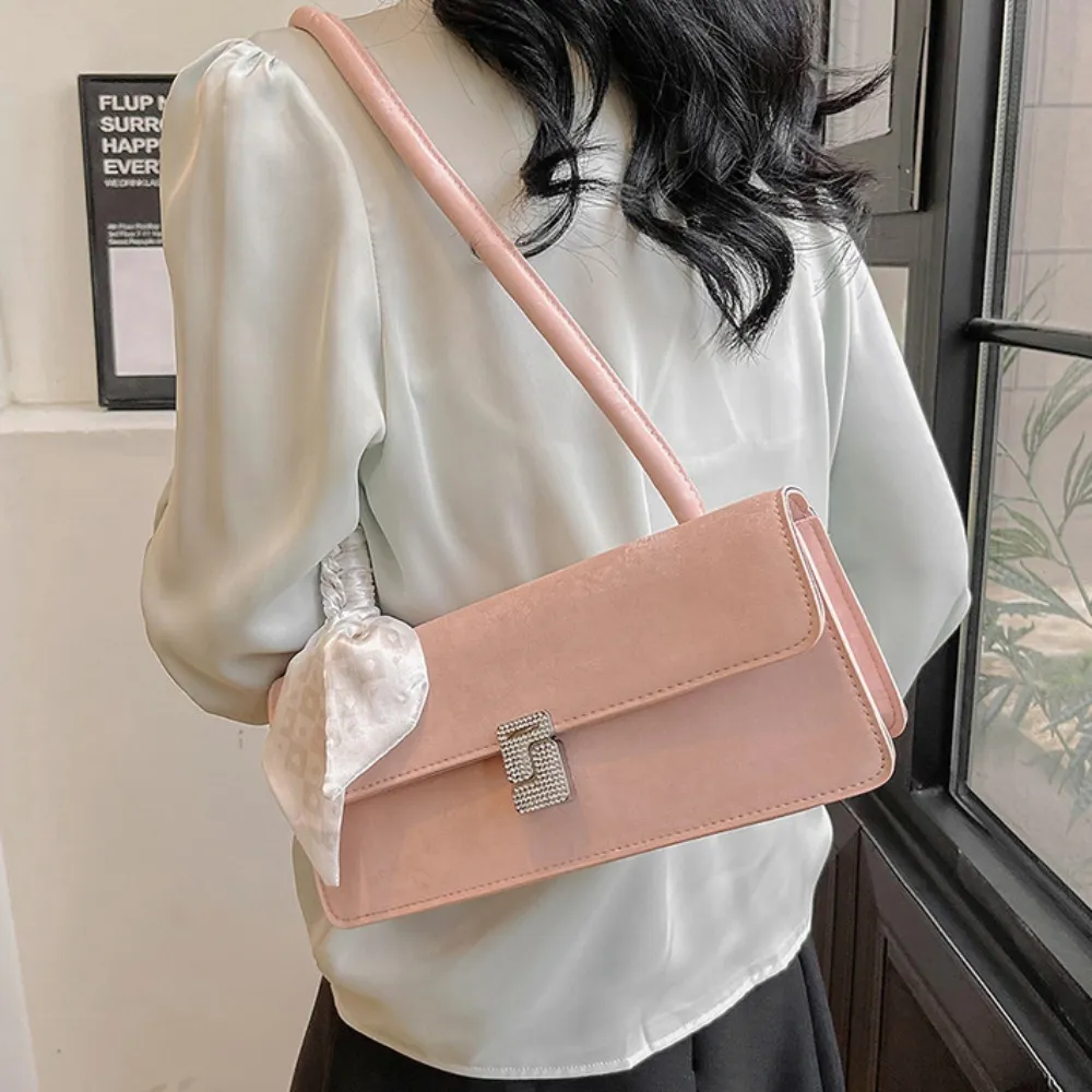Retro Silk Scarf Lady Shoulder Underarm Casual Commuting Handbag Minimalist Business Women's Banquet Bag_voghion.com