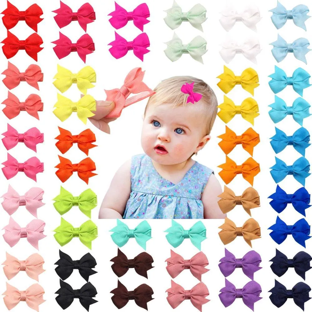 50 Teile/los 25 Farben Paarweise Baby Komplett Gefüttert Pins Tiny 2 "Haar Bögen Krokodilklemmen Für Kleine Mädchen_voghion.com