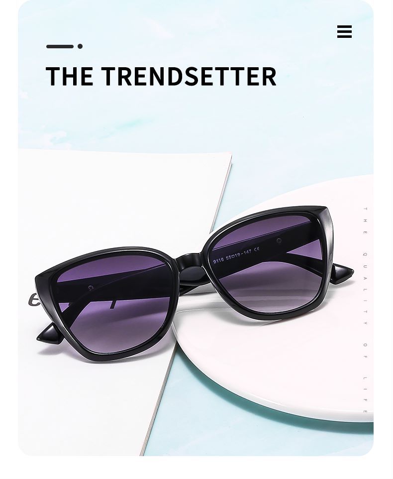 Unisex Cat Eye Sunglasses Black Versatile Modern Retro Style_voghion.com