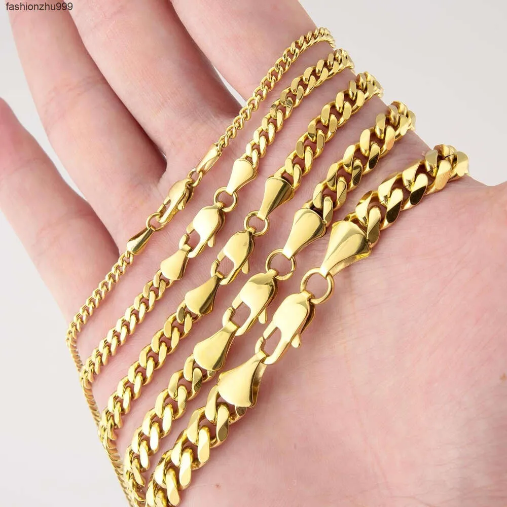 KRKC all'ingrosso 3mm 4mm 5mm 6mm 8mm 14k placcato oro in acciaio inossidabile Miami cubano maglia collana chiusura a moschettone catene da uomo_voghion.com
