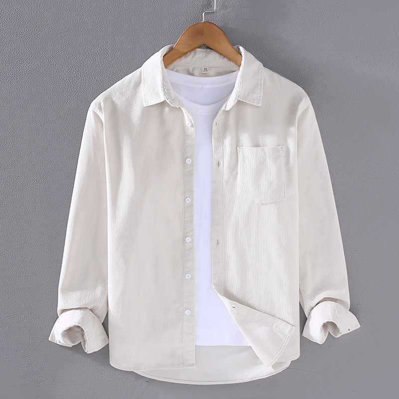 Frühling und Herbst Reine Baumwolle Cord Langarm Hemd Männer Gestreiften Samt Hemd Jugend Freizeit Lose Herren Mantel Langarm Top_voghion.com