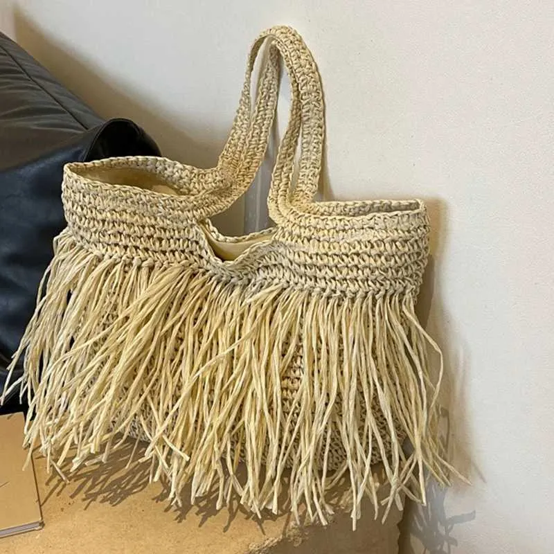 Sac de créateur Sac à bandoulière décontracté de haute qualité Str tissé grande capacité solide femme 2024 été chaud selg voyage en bord de mer_voghion.com