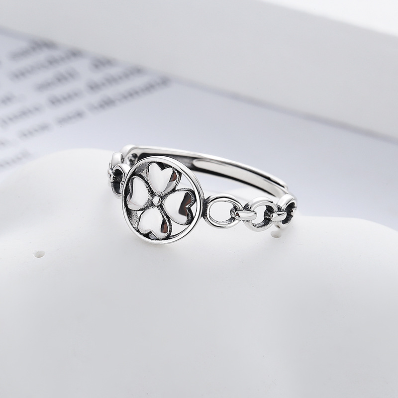 Special Price Wanying Jewelry Thai Clover Ring for Women's S Pure Silver Hollow Personality_voghion.com