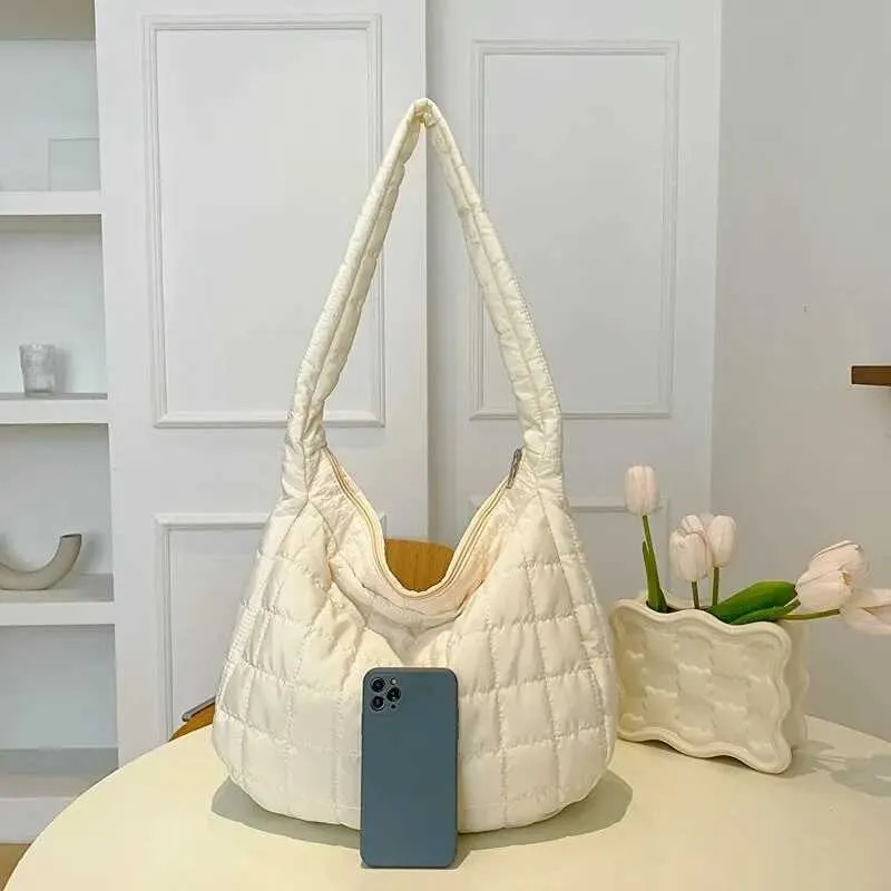 Borsa a tracolla monospalla ricamata a tinta unita da donna alla moda, a quadri, grande capacità, per pendolari, Ba241022_voghion.com