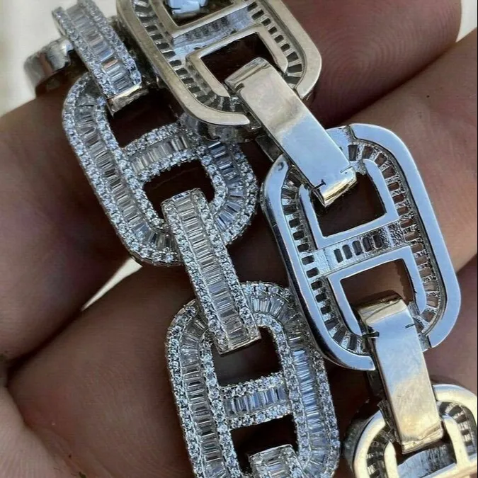 Mariner Link Chain With Moissanite Baguette Diamonds For Men_voghion.com