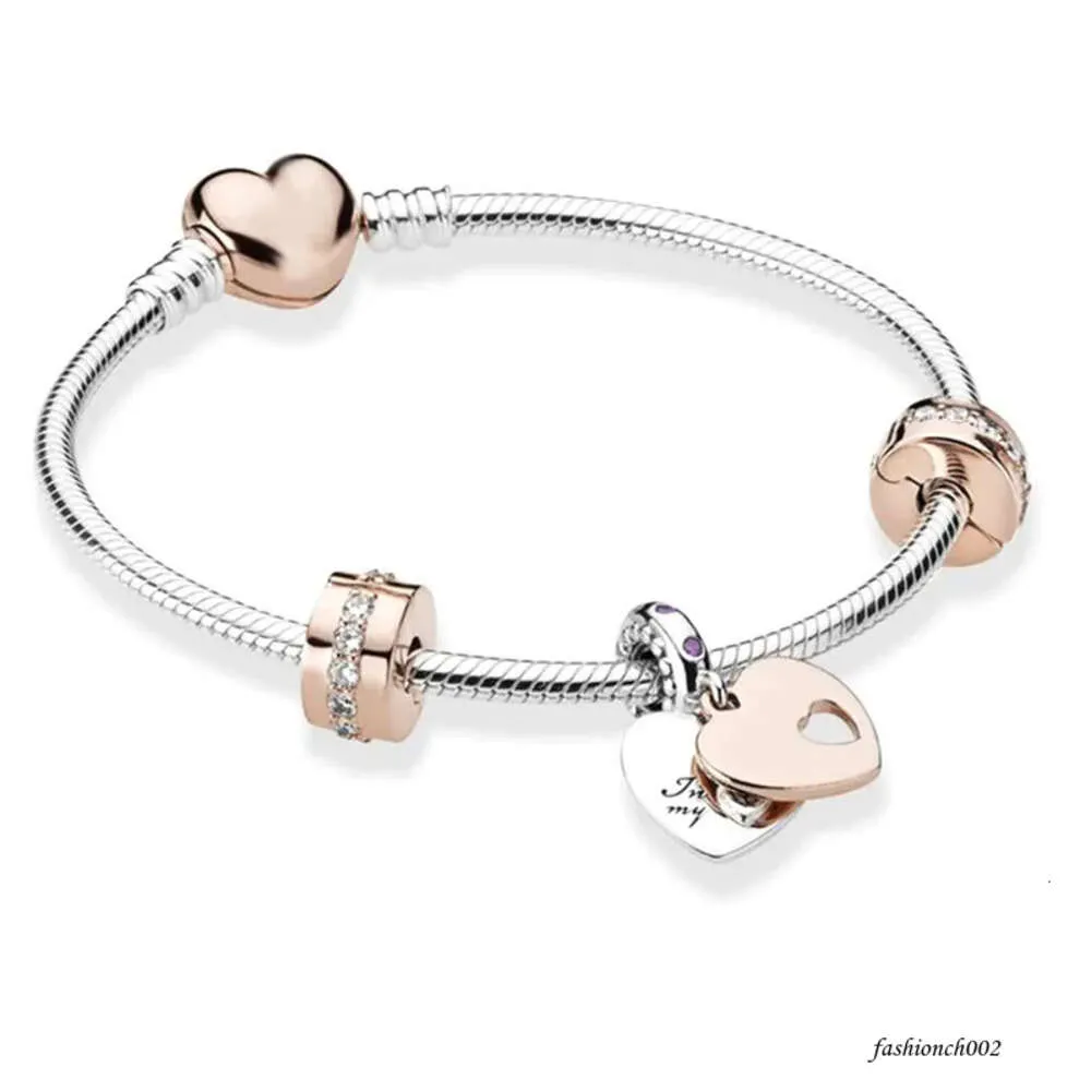 European Heart-shaped Pendant Charm Bracelet Fit Women's Jewellery Snake Chain_voghion.com