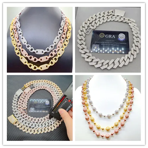 Anhänger Halsketten Iced Out Pass Diamant Tester Sterling Silber Halskette Vvs Moissanite Cuban Link Kette_voghion.com