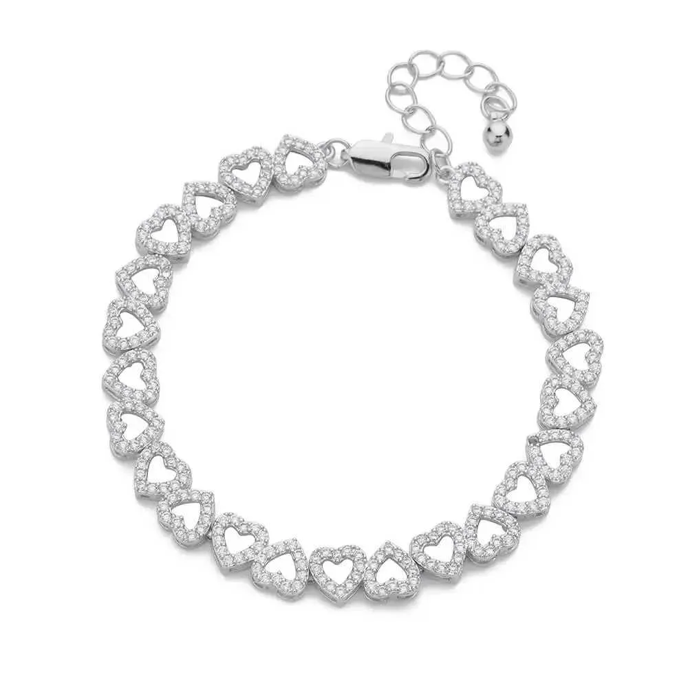 Bangle Zircon Bracelets Women Stainless Steel Gold Color Heart Charm Bracelet Wedding Jewelry Gift For Friends_voghion.com