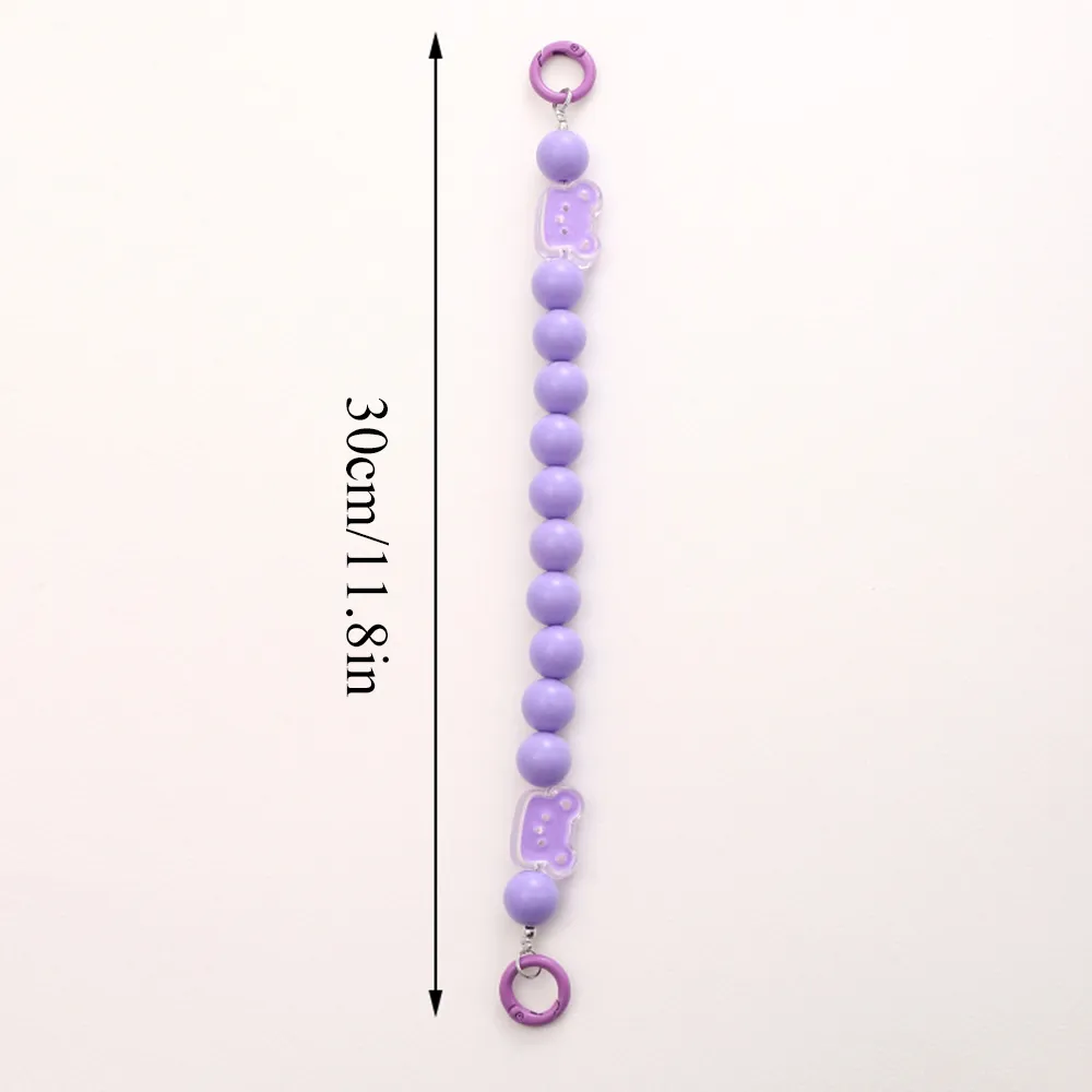 Cordino con perline a forma di simpatico orso cartoon, perline acriliche colorate, ciondolo fai da te per cellulare, gioiello per telefono_voghion.com