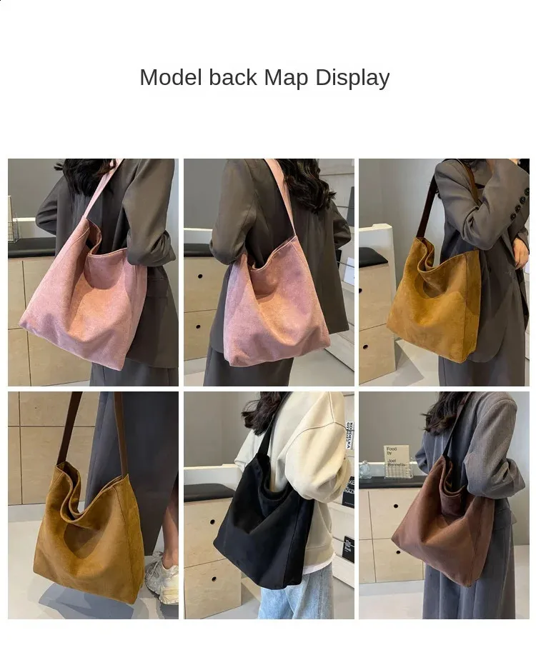Suede Shoulder Tote Bag Large Capacity Soft Leather Hobo Style_voghion.com