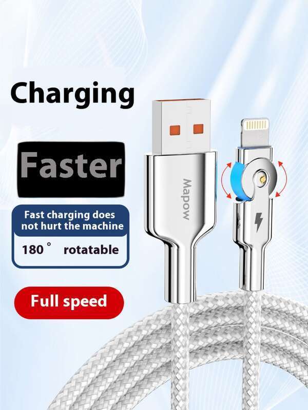 【Sklepowa wyprzedaż】Nadaje się do iOS 7/8/X/XR/11/12/13/14 ProMax Obrotowy szybki kabel danych, kabel do ładowania telefonu komórkowego XS_voghion.com