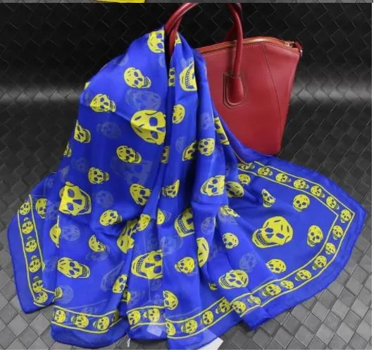 Sciarpa con teschio in 6 colori per uomo e donna, di buona qualità, in raso di seta pura al 100%, scialli in pashmina alla moda._voghion.com