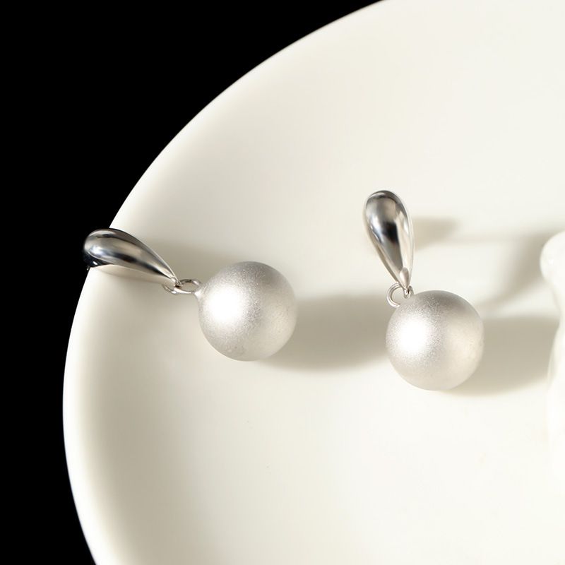 Orecchini a sfera in argento Sterling con trafilatura a filo, stile Joker minimalista, retrò, eleganti, per autunno e inverno, da donna, di alta gamma._voghion.com