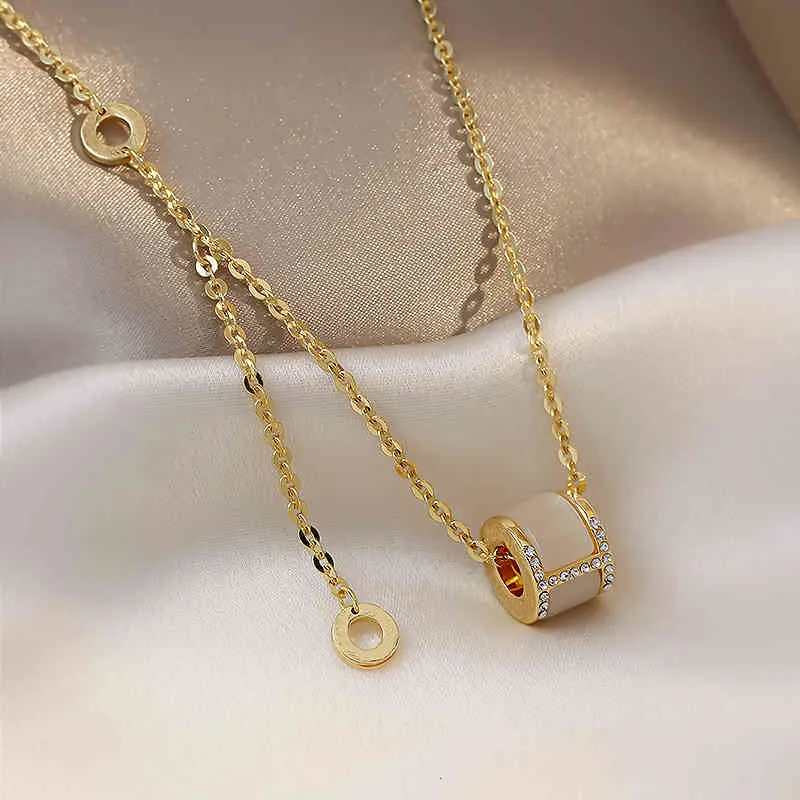 Design Sense Opals Collana con ciondolo di lusso in acciaio al titanio per donna 2022 Gioielli di moda coreana Ragazza sexy Clavicola_voghion.com