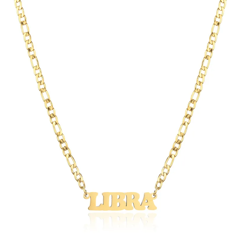 Collier pendentif en acier inoxydable Twee 12 constellations collier lettre ras du cou pour femmes hommes bijoux de cou usine_voghion.com