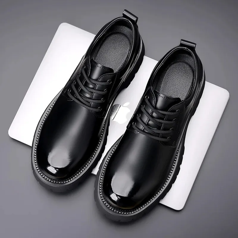 Lace Up Oxfords Men Leather Business Shoes Breathable Wedding_voghion.com