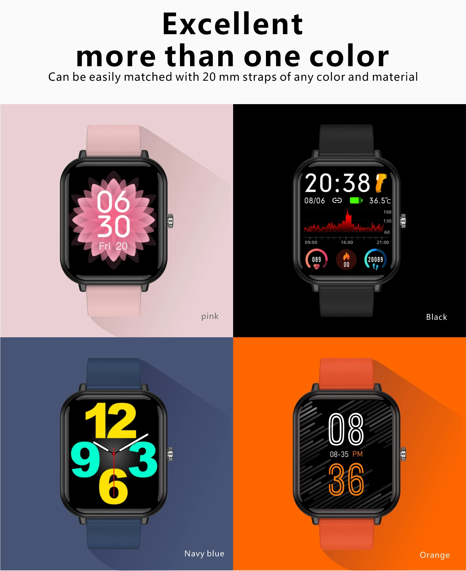 SmartWatch, Fitness Tracker with 24 Sports Modes, Monitor Step Calorie Counter, 1.7" Touch screen Smartwatch Fitness Watch for Android iPhone_voghion.com