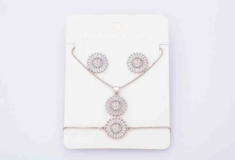 Charm Initial Necklace + Stud Earrings Bracelet Sets Jewelry Copper Zircon White Color A-z 26 Letters Alphabet_voghion.com